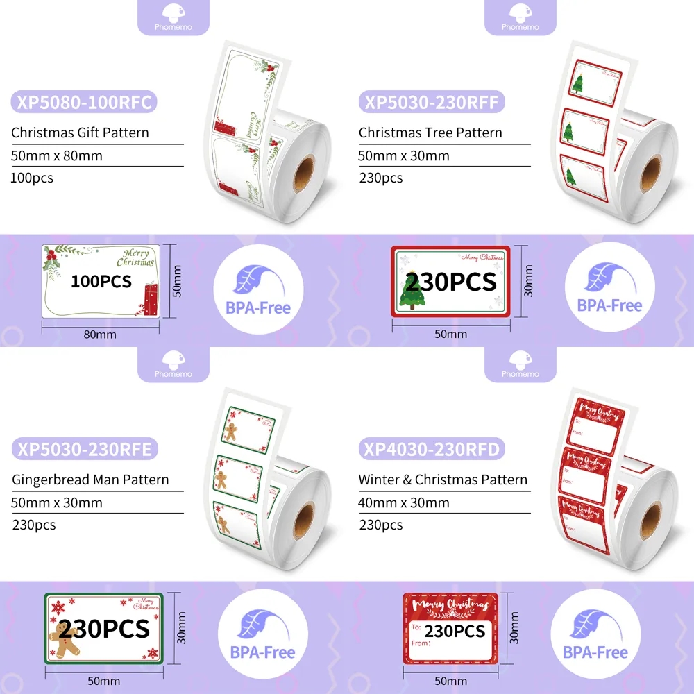 Round Sticker Thermal Labels Colored - Papel adhesivo Phomemo para impresora de