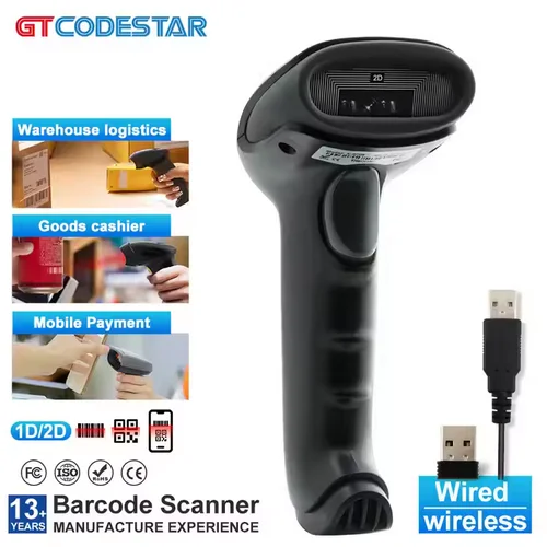 Wireless Barcode Scanner 2D Qr Laser - Escáner de Código de Barras Inalámbrico