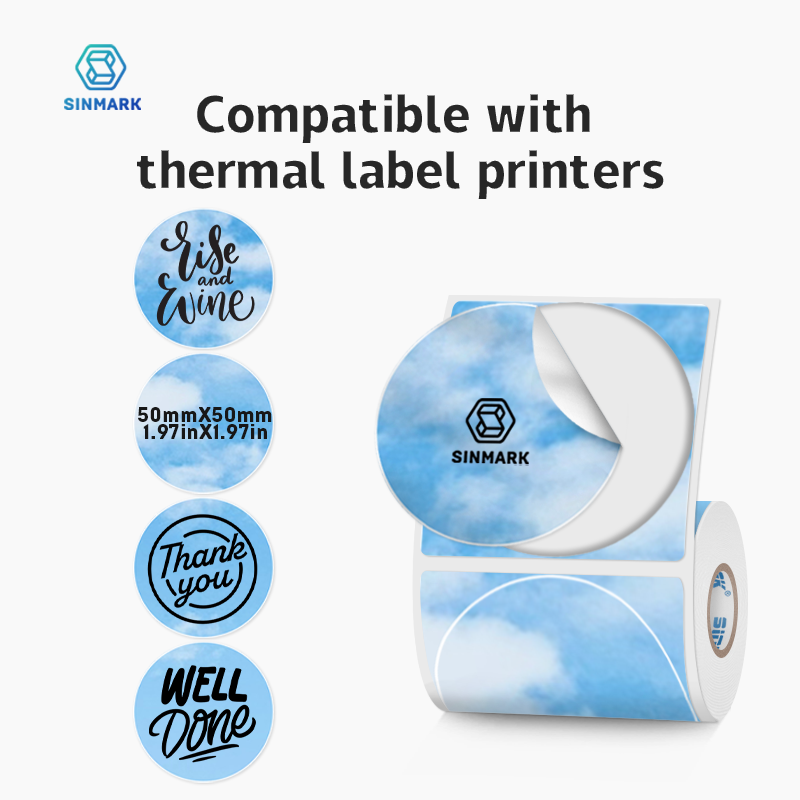 Round Sticker Thermal Labels Colored - Etiquetas adhesivas de papel térmicas coloridas