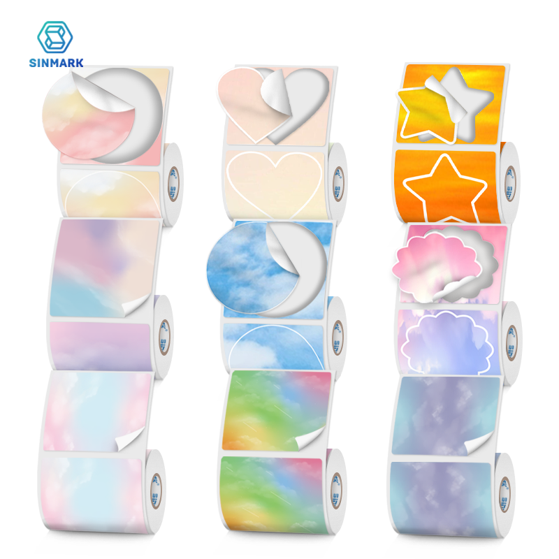 Round Sticker Thermal Labels Colored - 2 rollos de papel de etiquetas
