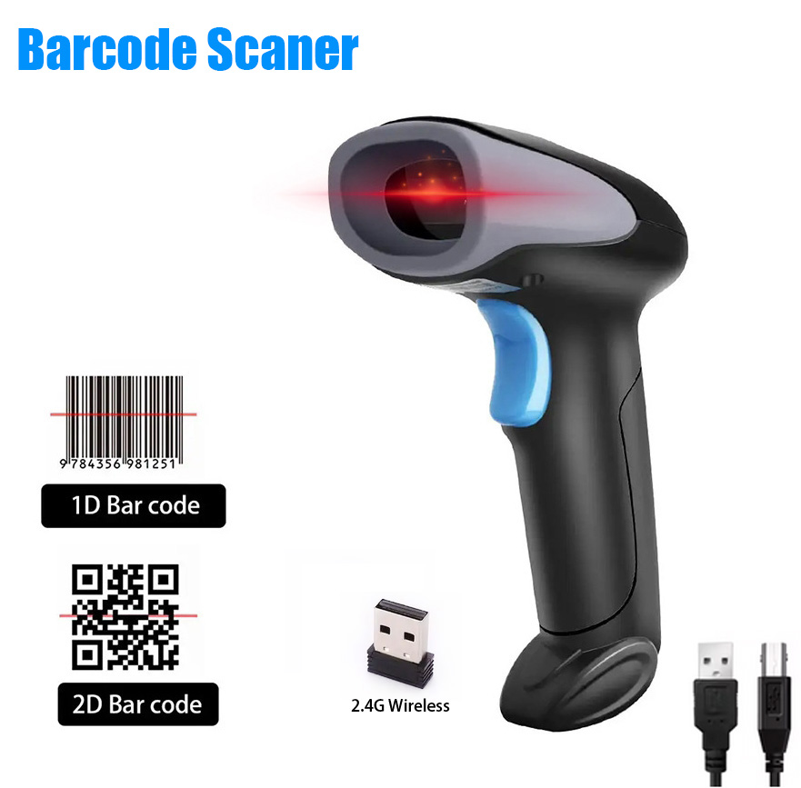 Wireless Barcode Scanner 2D Qr Laser - Escáner de código de barras portátil