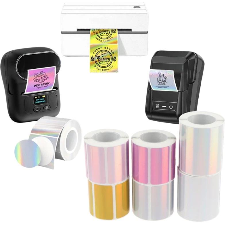 Round Sticker Thermal Labels Colored - 1 rollo de etiquetas plateadas de