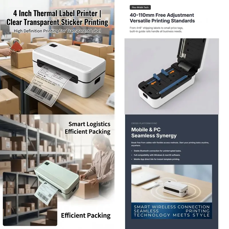 Barcode Printer Direct Thermal 110Mm - Impresora de Etiquetas Térmicas de Códigos