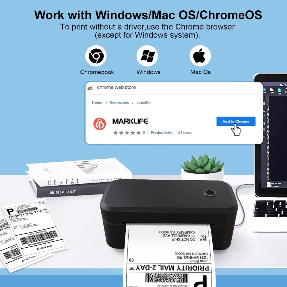 Thermal Label Printer 4X6 Shipping - Impresora de Etiquetas Térmicas Bluetooth Marklife