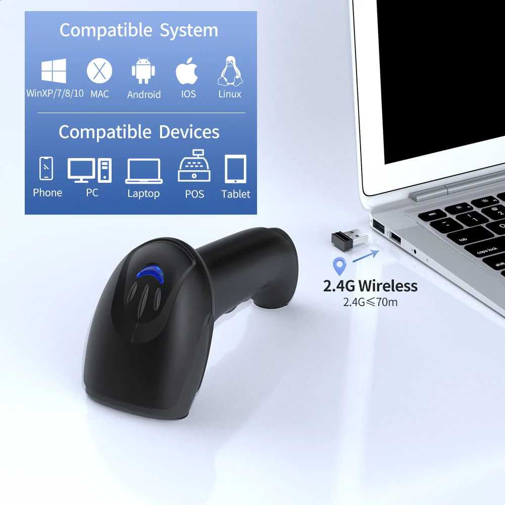 Escáner de Código de Barras In - Wireless Barcode Scanner 2D Qr Laser reseña y precio
