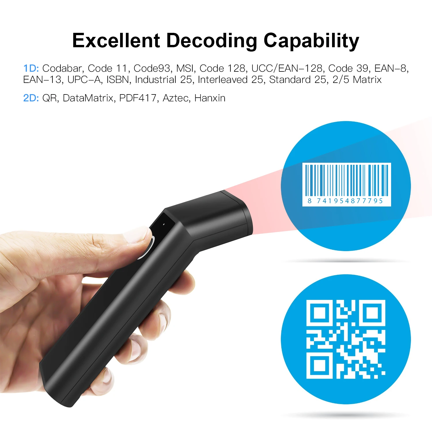 Escáner de Código de Barras In - Wireless Barcode Scanner 2D Qr Laser reseña y precio
