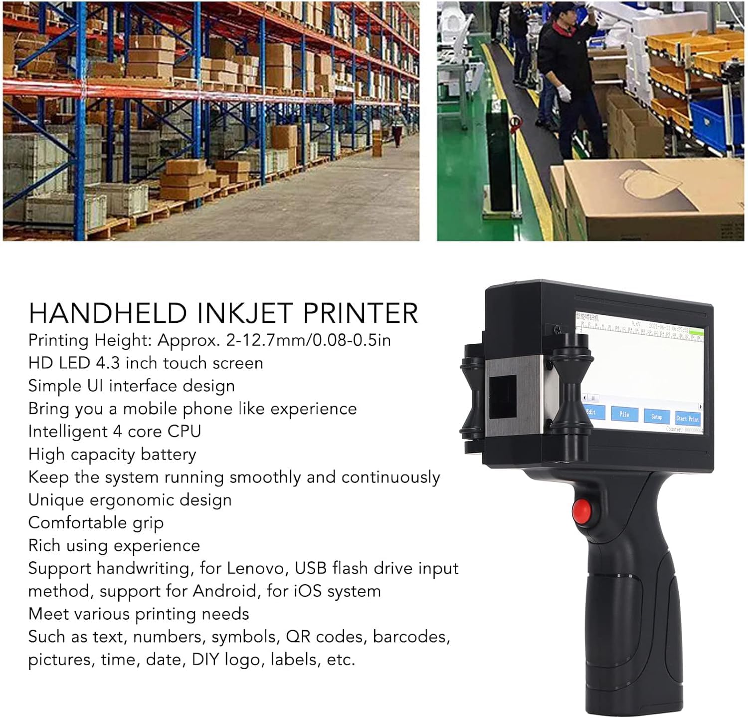 Pistola de impresora de inyecc - Handheld Inkjet Date Code Printer Gun reseña y precio