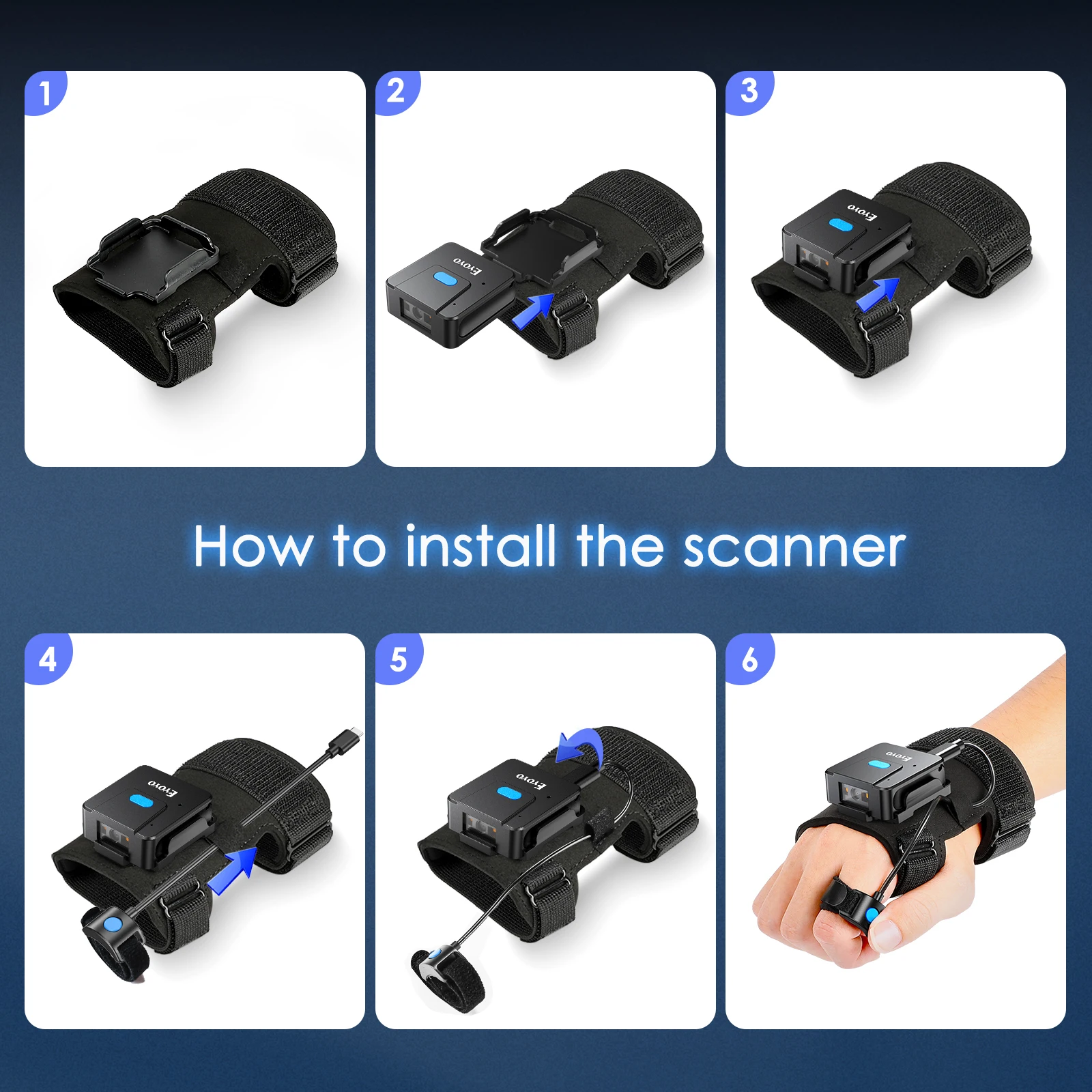 Eyoyo-guante para escáner de c - Wireless Barcode Scanner 2D Qr Laser reseña y precio