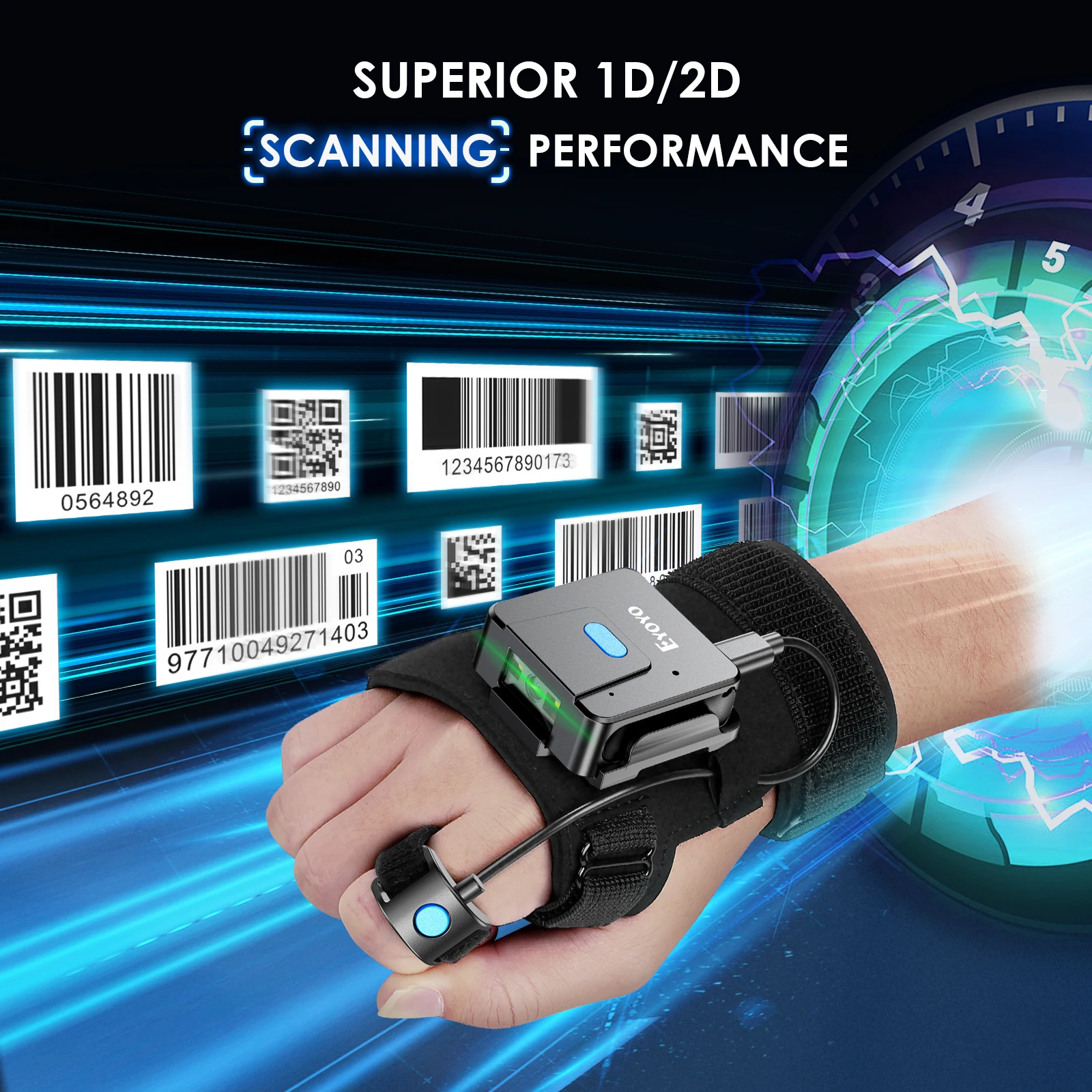 Eyoyo-guante para escáner de c - Wireless Barcode Scanner 2D Qr Laser reseña y precio