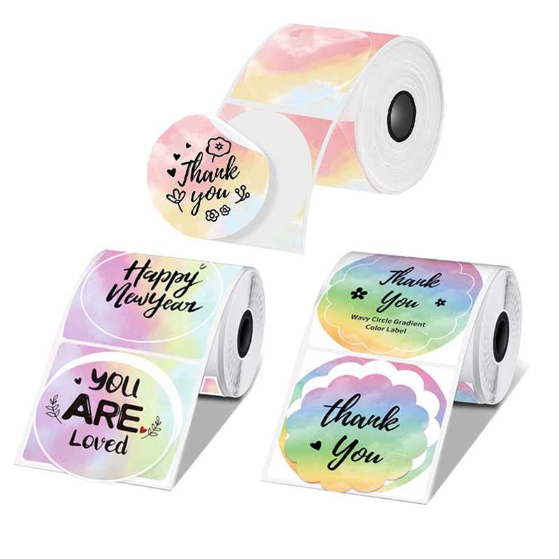 3 Rollos de Etiquetas Adhesiva - Round Sticker Thermal Labels Colored reseña y precio