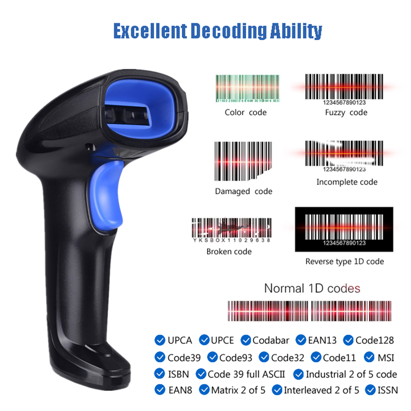 RS1100-escáner de código de ba - Wireless Barcode Scanner 2D Qr Laser reseña y precio