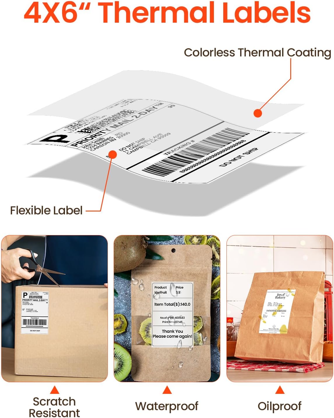 Etiquetas Térmicas Blancas par - Thermal Label Printer 4X6 Shipping reseña y precio